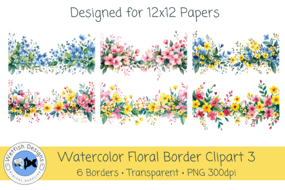 Download PNG Watercolor Floral Border Clipart 3 - Floral border clipart Collection
