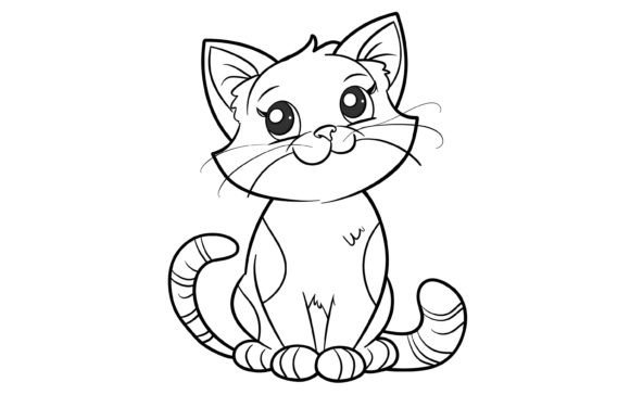 Download Cute Cat Coloring Page for Kids - Premium Resources
