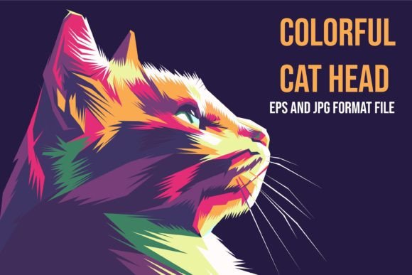 Download Colorful Cat Head Illustration - Illustration Collection