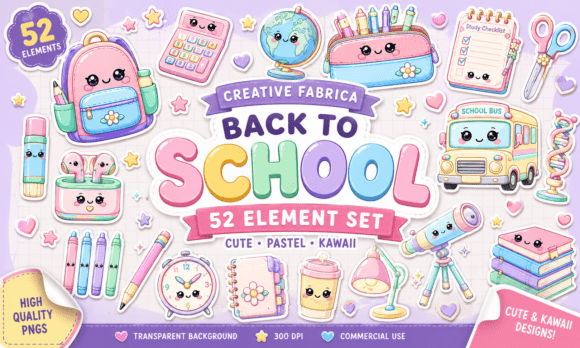 Download Back to School Kawaii Clipart Bundle - Kawaii clipart Collection