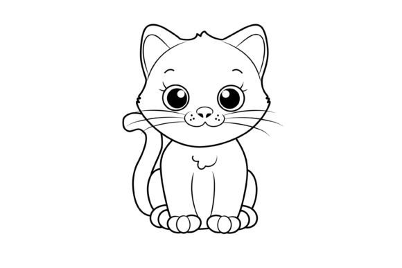 Download Cute Cat Coloring Page for Kids - Premium Bundle