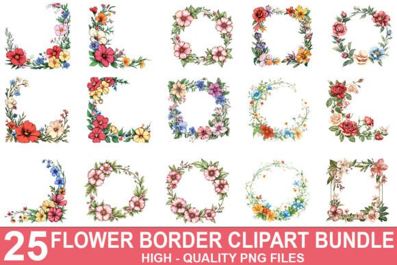 Download Floral Border Clipart Bundle - Floral border clipart Collection