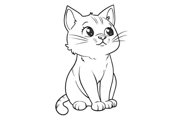 Download Cute Cat Coloring Page for Kids - Premium Resources