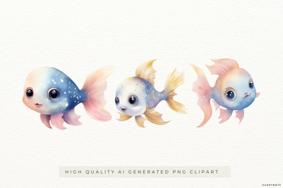 Download Cute Fantasy Fish Illustrations PNG - Illustration Collection