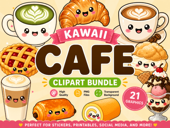 Download Cafe Kawaii Clipart PNG Coffee Bundle - Kawaii clipart Collection