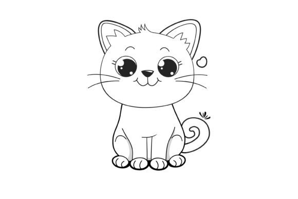 Download Cute Cat Coloring Page for Kids - Premium Bundle