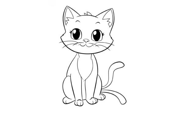 Download Cute Cat Coloring Page for Kids - Premium Resources