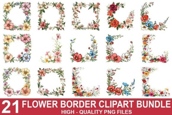 Download Floral Border Clipart Bundle - Floral border clipart Collection
