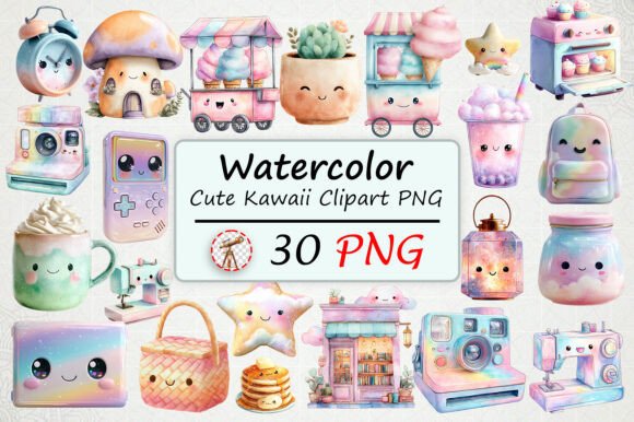 Download Watercolor Cute Kawaii Clipart PNG - Kawaii clipart Collection