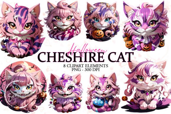 Download Halloween Cheshire Cat Clipart Bundle - Cheshire cat clipart Collection