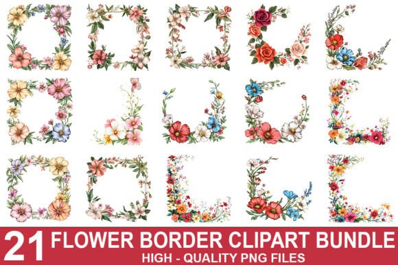 Download Floral Border Clipart Bundle - Floral border clipart Collection