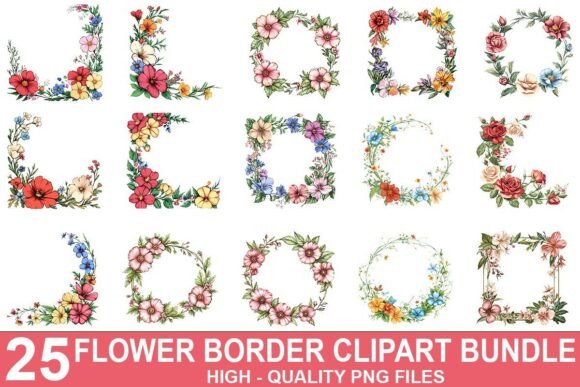 Download Floral Border Clipart Bundle - Floral border clipart Collection