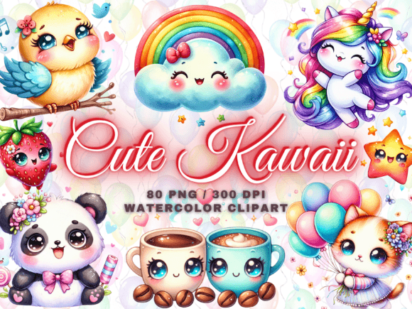 Download Watercolor Kawaii Clipart - Kawaii Png - Kawaii clipart Collection