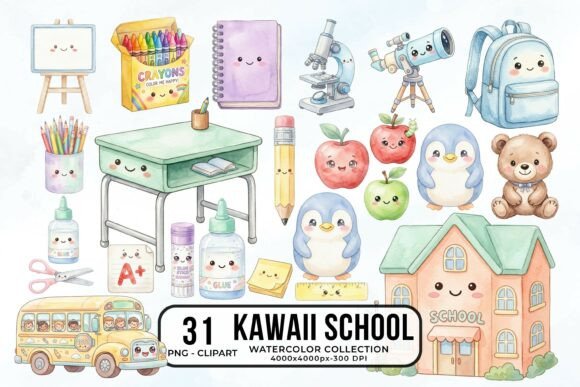 Download Back to School Cute Kawaii Clipart PNG - Kawaii clipart Collection