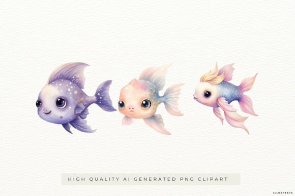 Download Cute Fantasy Fish Illustrations PNG - Illustration Collection