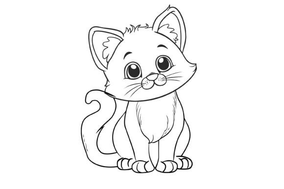 Download Cute Cat Coloring Page for Kids - Premium Bundle