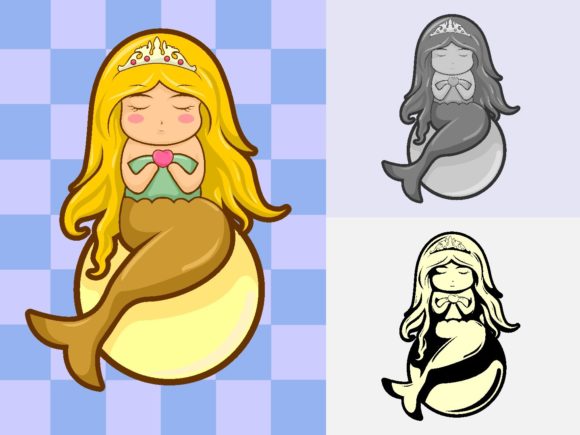 Download Sweet Cute Mermaid Vector Illustration - Illustration Collection